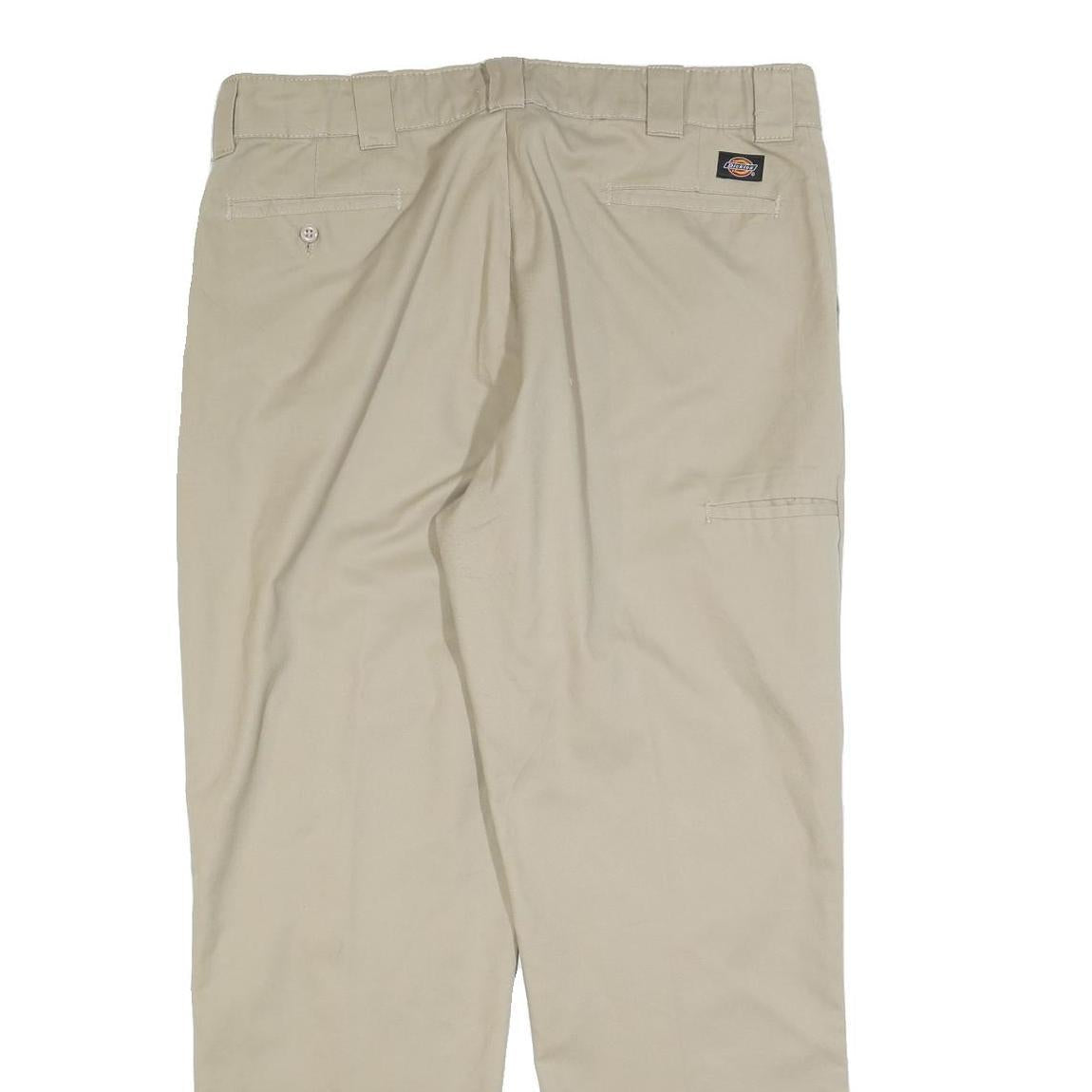DICKIES Mens Regular Beige Cotton Blend Trousers W38 L32 Workwear Zip Closure