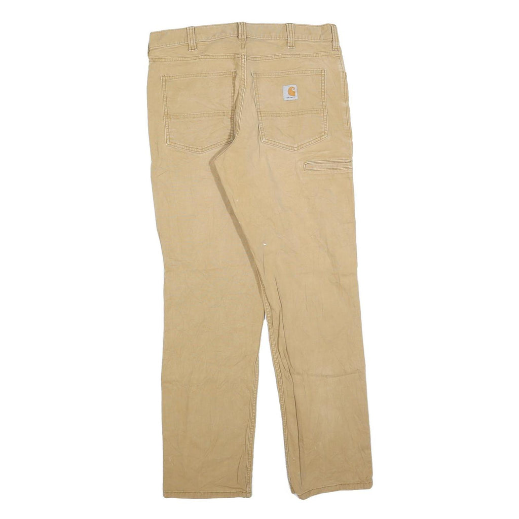 CARHARTT Mens Cotton Blend Beige Relaxed Straight Trousers W32 L32 Workwear