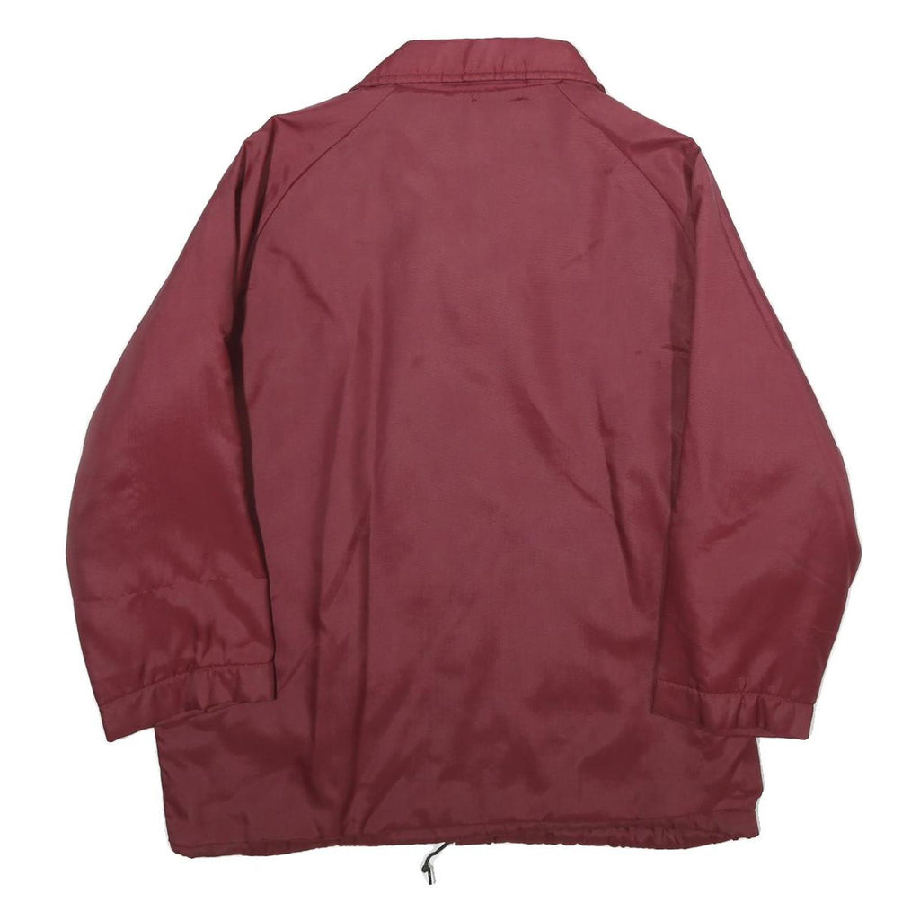 SCHOLASTIC WEAR Mens Maroon Nylon Button Jacket L Plain Lightweight Casual