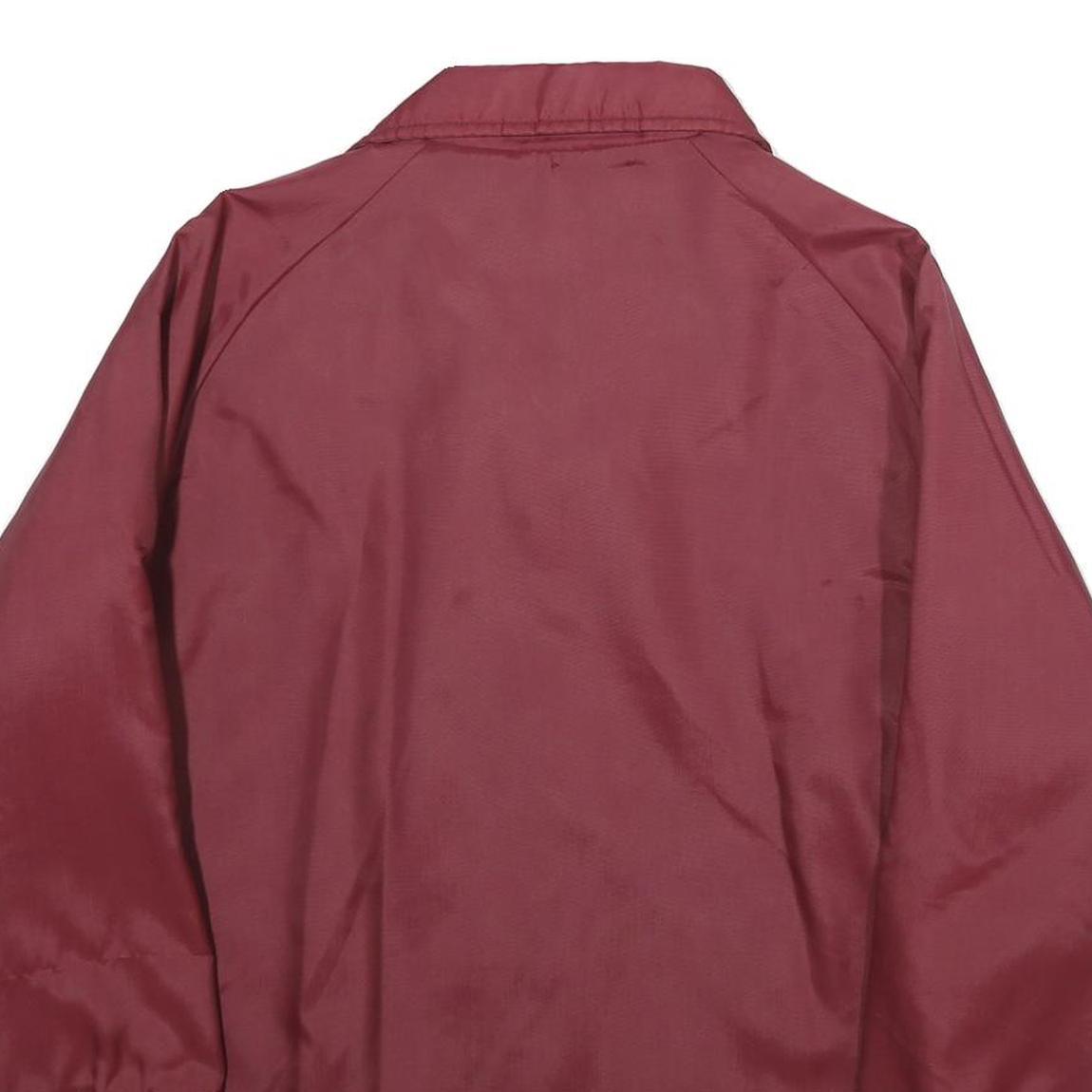 SCHOLASTIC WEAR Mens Maroon Nylon Button Jacket L Plain Lightweight Casual