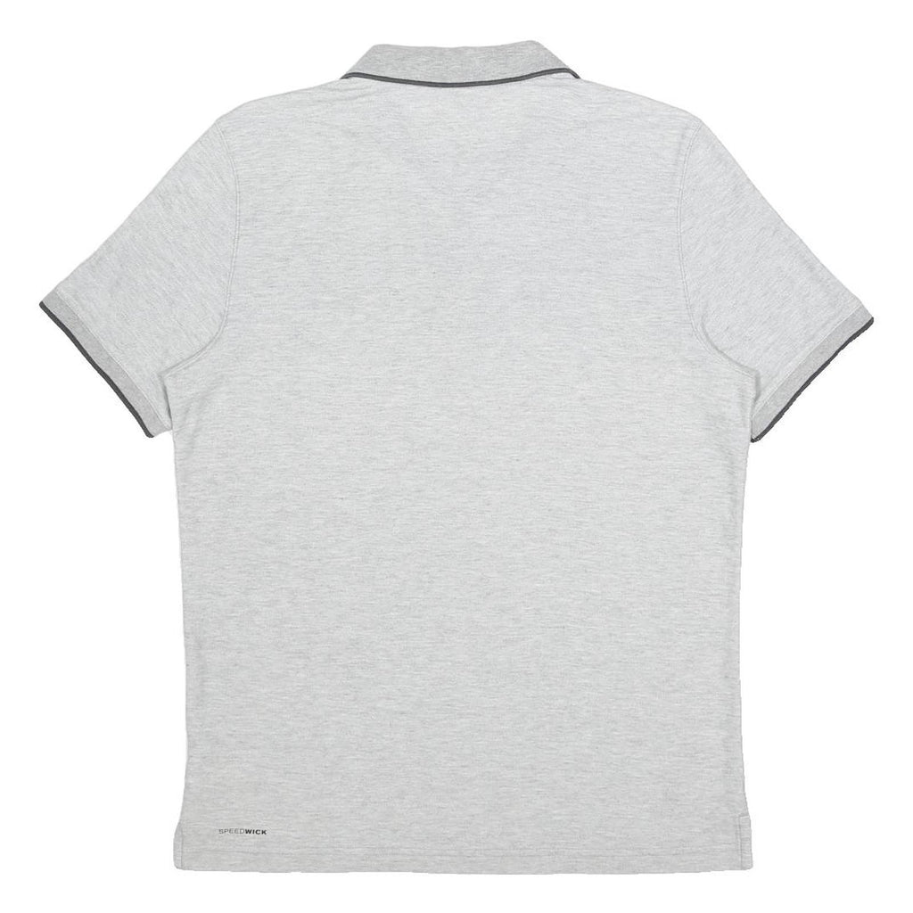 REEBOK Mens Grey Cotton Blend Polo Shirt L Short Sleeve Plain Casual Sportswear