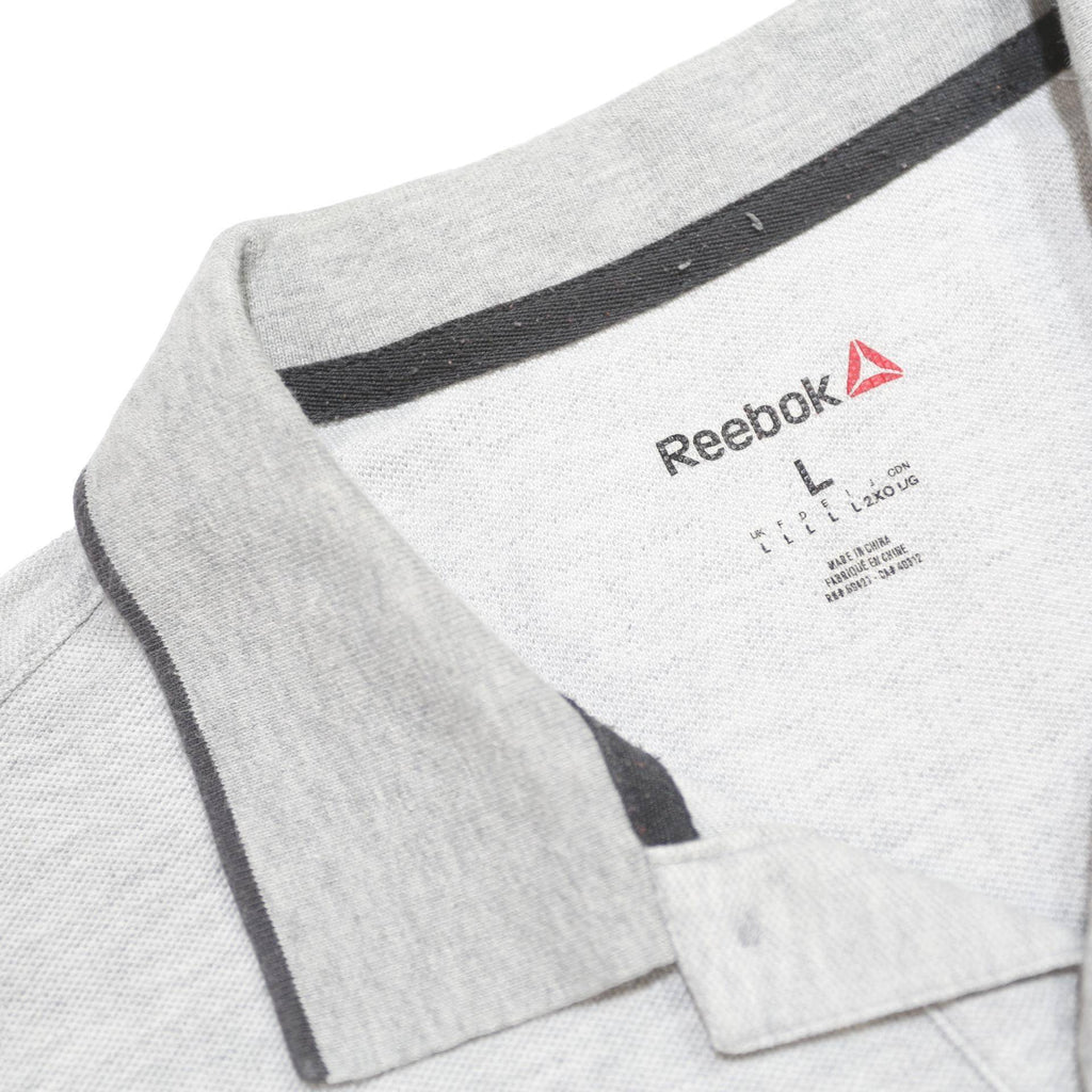 REEBOK Mens Grey Cotton Blend Polo Shirt L Short Sleeve Plain Casual Sportswear