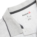 REEBOK Mens Grey Cotton Blend Polo Shirt L Short Sleeve Plain Casual Sportswear