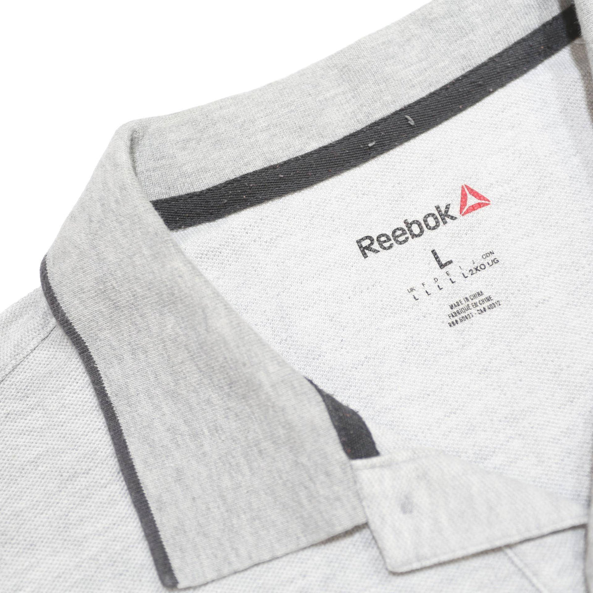 REEBOK Mens Grey Cotton Blend Polo Shirt L Short Sleeve Plain Casual Sportswear