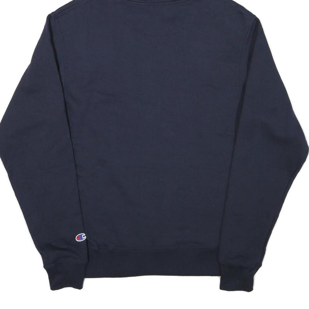 CHAMPION Mens Navy Blue Hoodie S Classic Logo Pullover Cotton Blend
