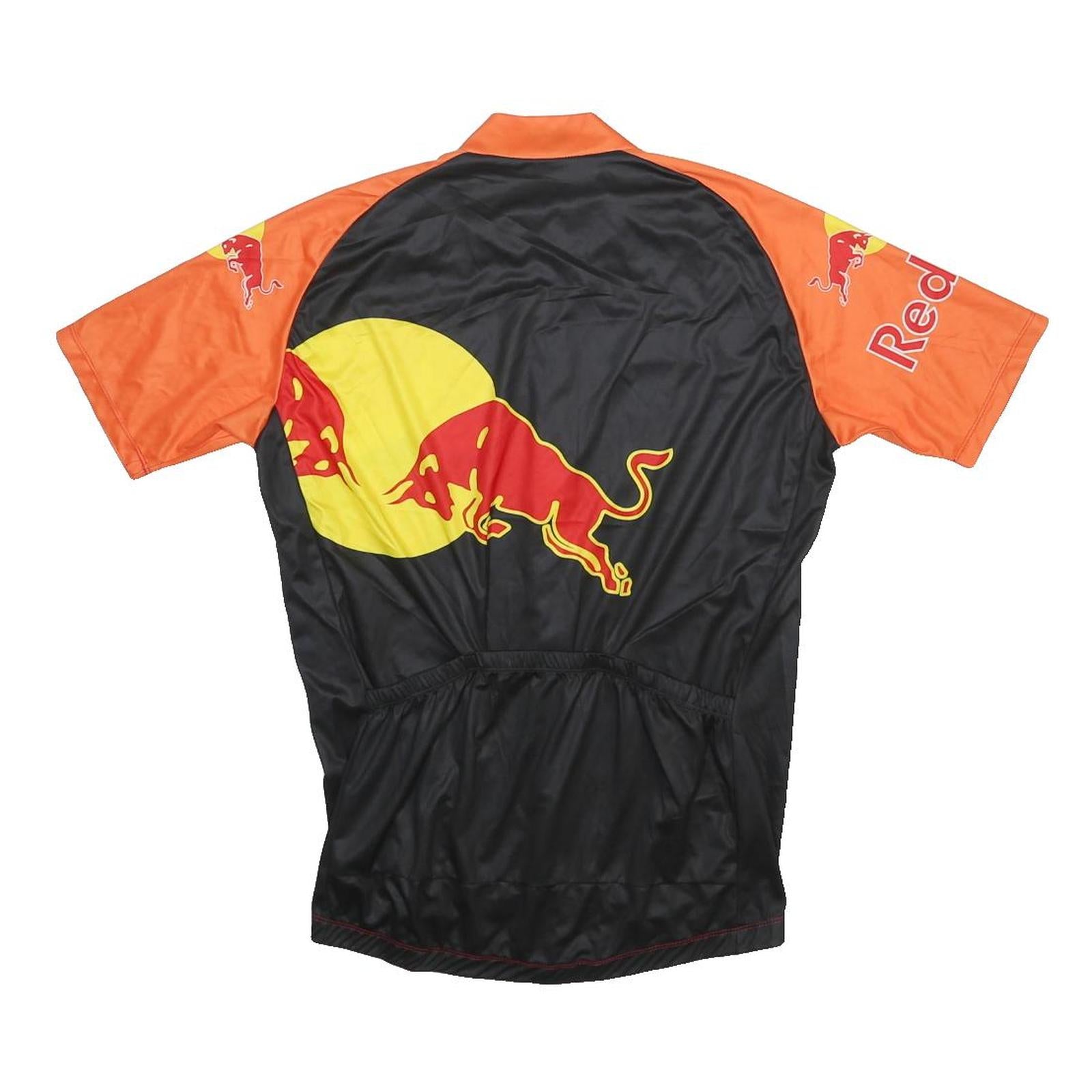 RED BULL Mens Orange & Black Cycling Jersey 2XL Short Sleeve Collared Zip
