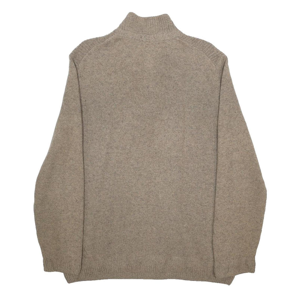 BOSS HUGO BOSS Mens Beige Button Up Plain Wool Blend Jumper M Shawl Collar