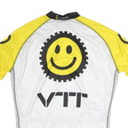 G-SKIN Mens White & Yellow Cycling T-Shirt M Short Sleeve Crew Neck VTT Haute