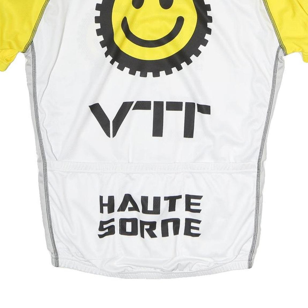 G-SKIN Mens White & Yellow Cycling T-Shirt M Short Sleeve Crew Neck VTT Haute