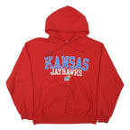 GILDAN Mens Red Kansas Jayhawks Hoodie L Cotton Blend Casual Hooded Sweatshirt