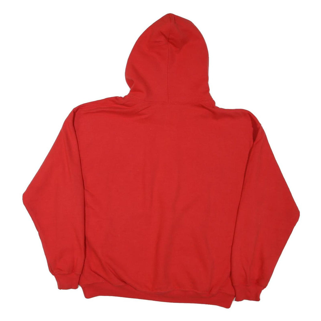 GILDAN Mens Red Kansas Jayhawks Hoodie L Cotton Blend Casual Hooded Sweatshirt