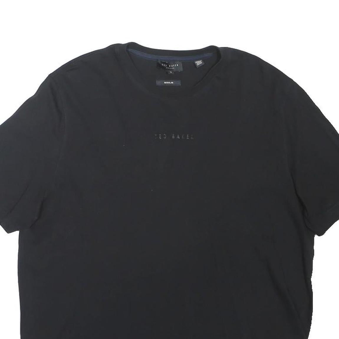 TED BAKER Mens Black Cotton Blend T-Shirt L Short Sleeve Crew Neck Classic Fit