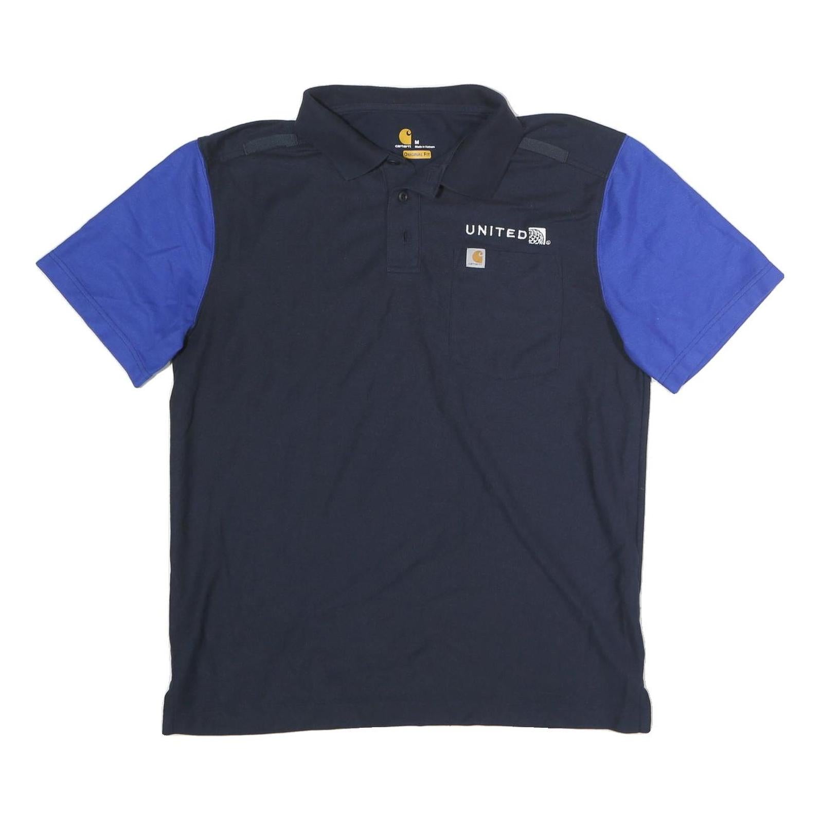 CARHARTT Mens Navy & Blue United Short Sleeve Cotton Polo Shirt M Workwear