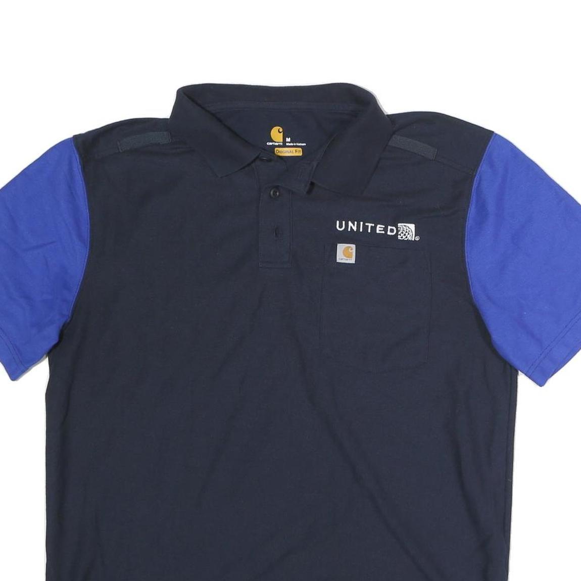 CARHARTT Mens Navy & Blue United Short Sleeve Cotton Polo Shirt M Workwear