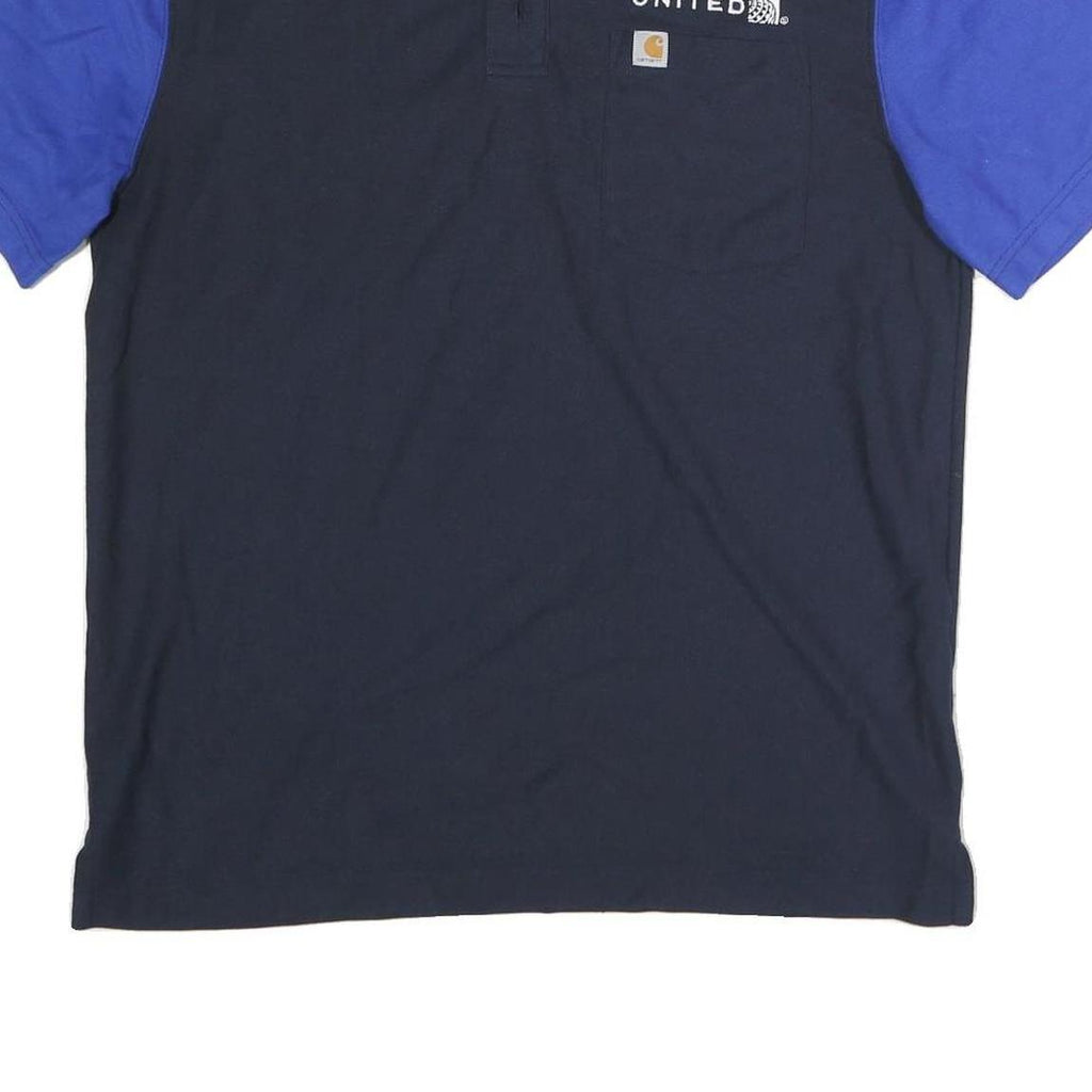 CARHARTT Mens Navy & Blue United Short Sleeve Cotton Polo Shirt M Workwear