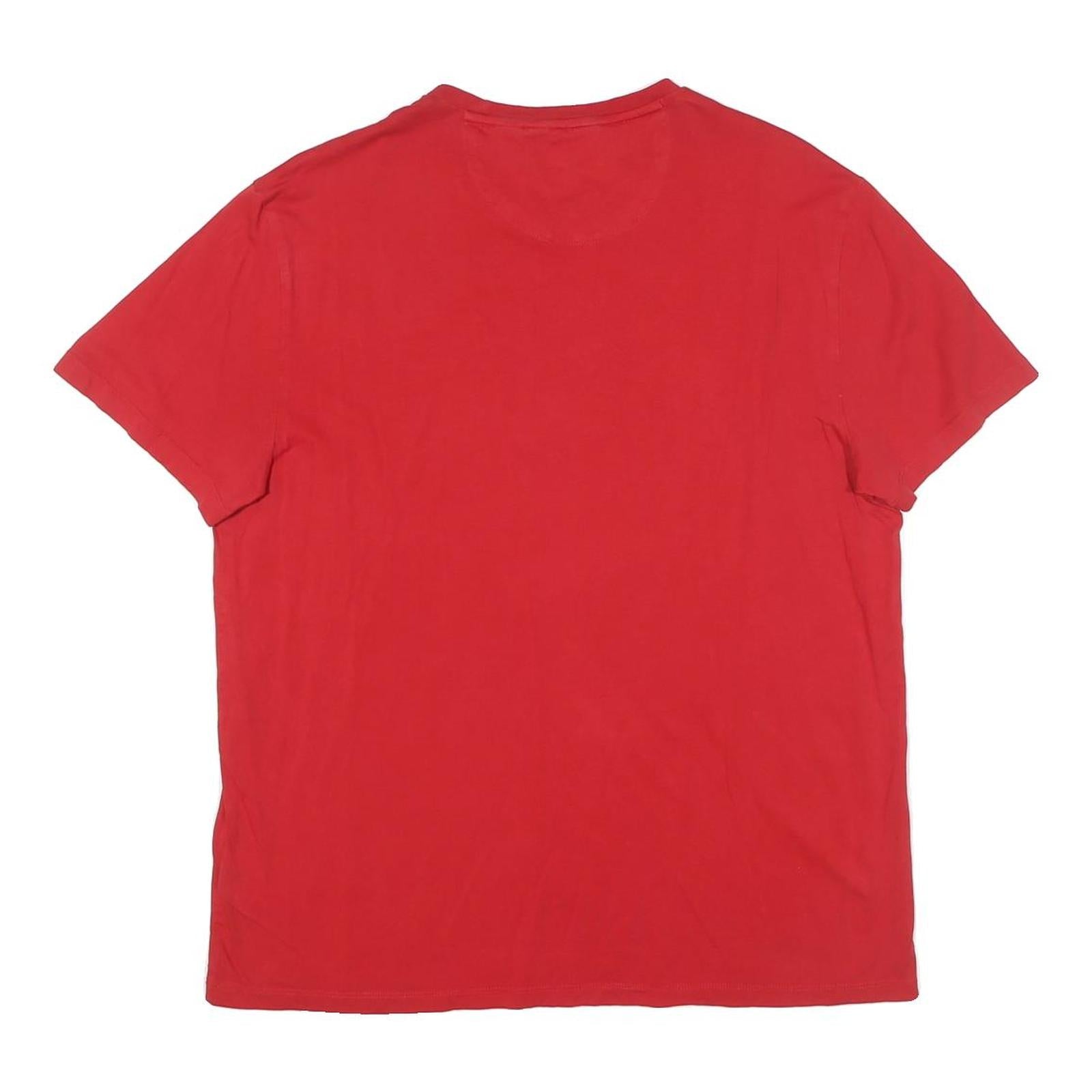 CALVIN KLEIN Mens Red Classic T-Shirt L Short Sleeve V-Neck Plain Cotton