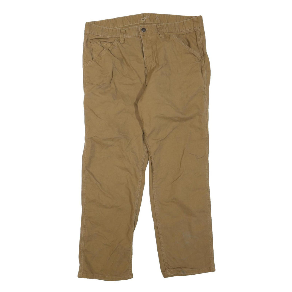 DICKIES Mens Regular Fit Beige Cotton Blend Zip Jeans W36 L29 Casual Workwear