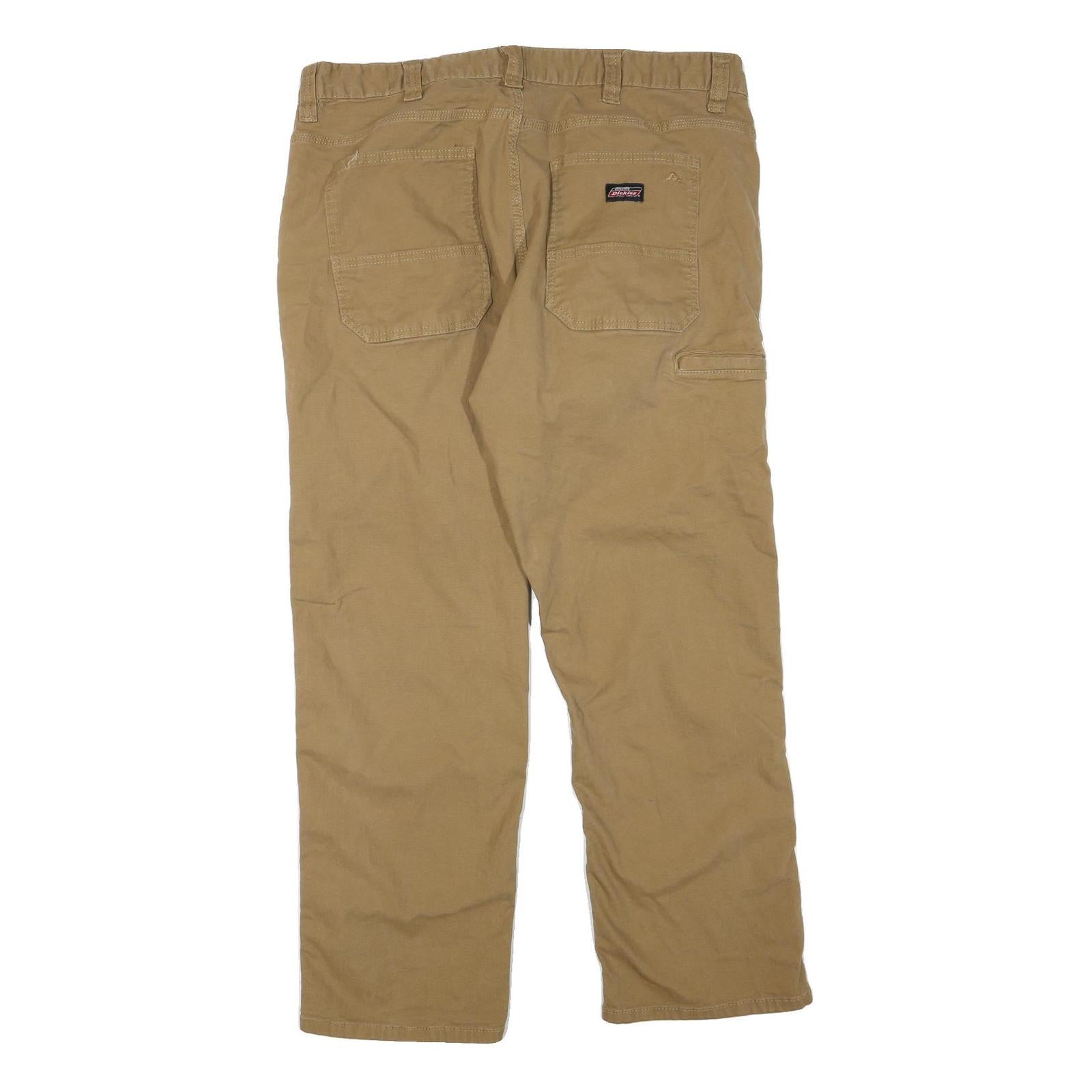 DICKIES Mens Regular Fit Beige Cotton Blend Zip Jeans W36 L29 Casual Workwear