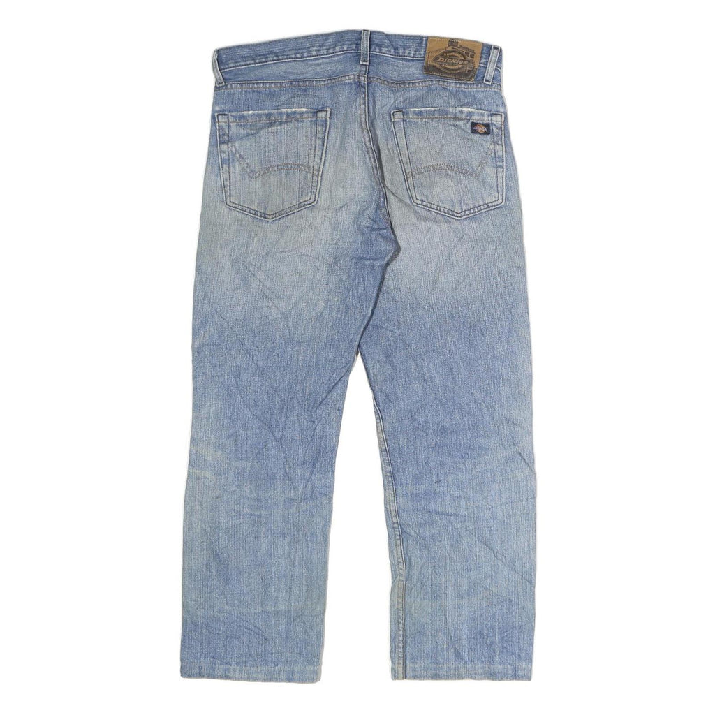 DICKIES Mens Slim Light Blue Cotton Denim Jeans W34 L32 Zip Classic Fit Workwear