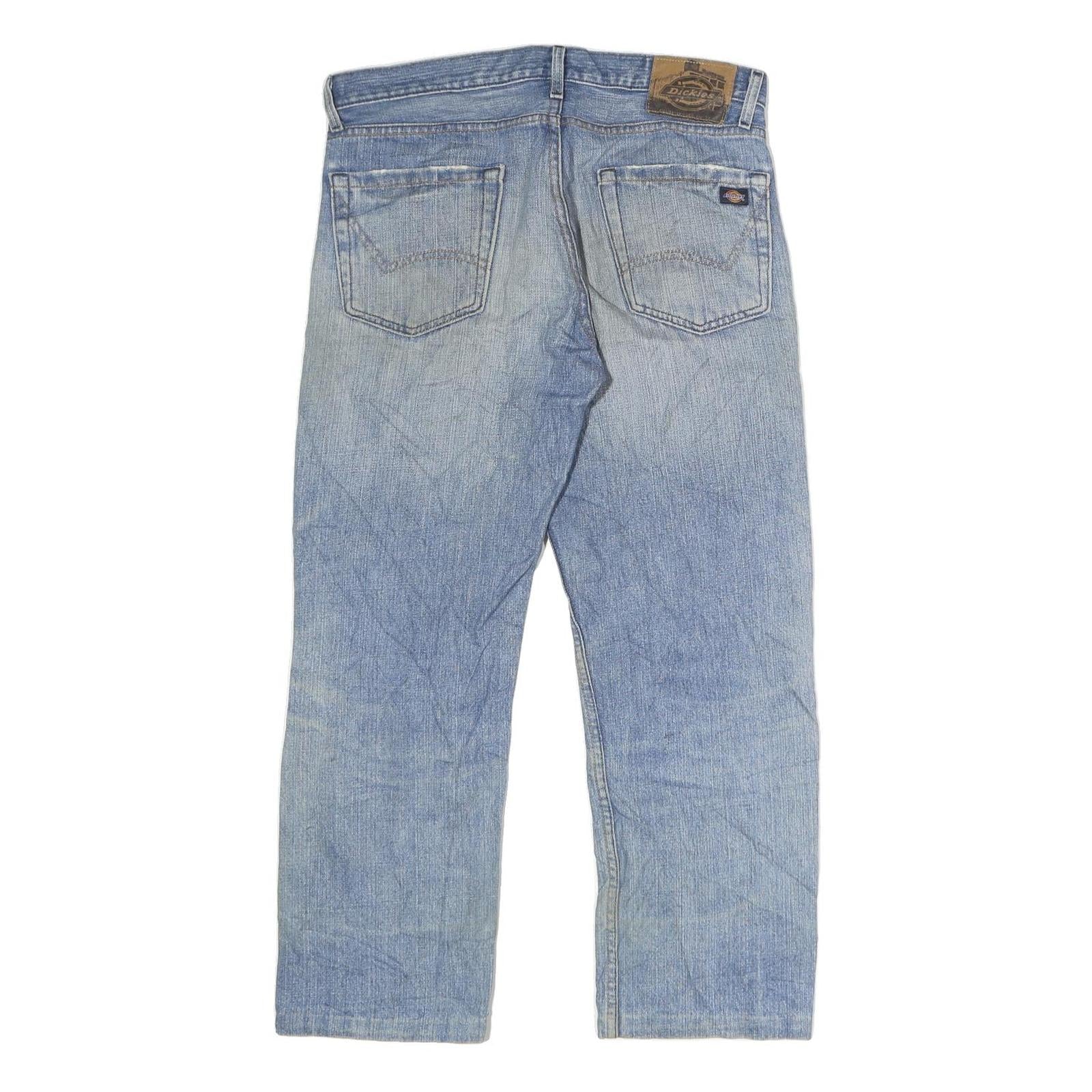 DICKIES Mens Slim Light Blue Cotton Denim Jeans W34 L32 Zip Classic Fit Workwear