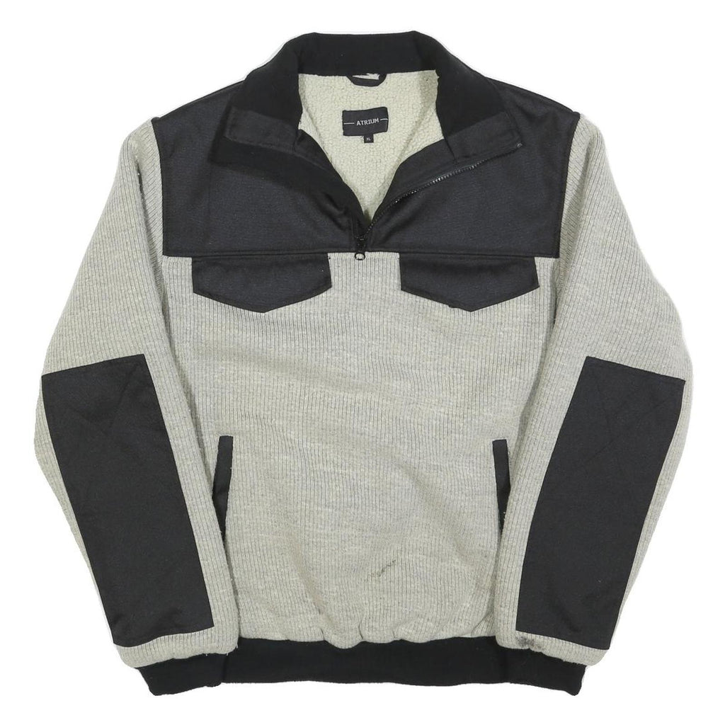 ATRIUM Mens Grey & Black Pullover Jacket XL Polyester Blend Contrast Panels Zip