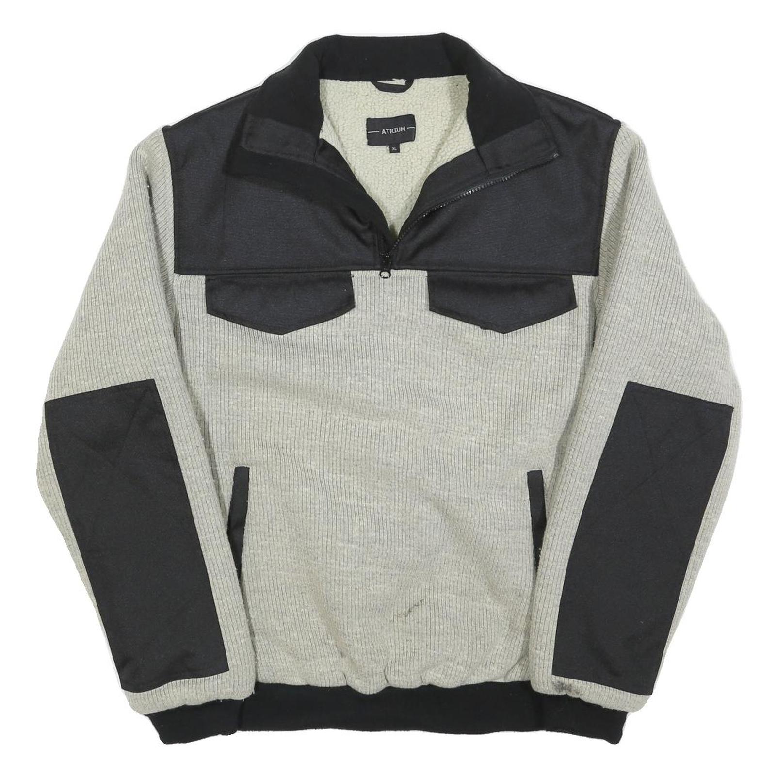 ATRIUM Mens Grey & Black Pullover Jacket XL Polyester Blend Contrast Panels Zip