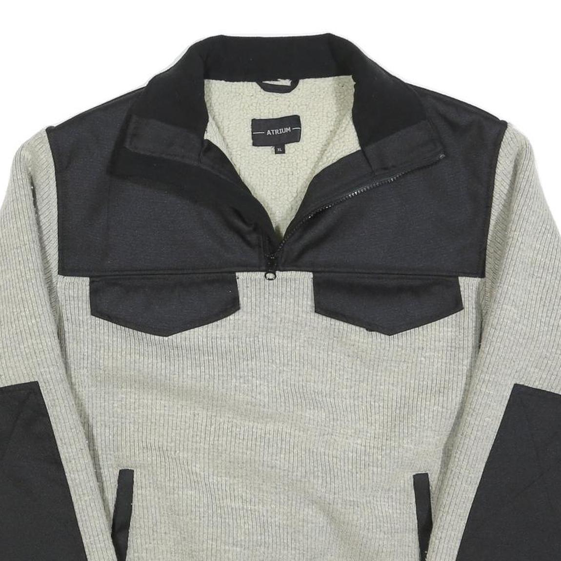 ATRIUM Mens Grey & Black Pullover Jacket XL Polyester Blend Contrast Panels Zip