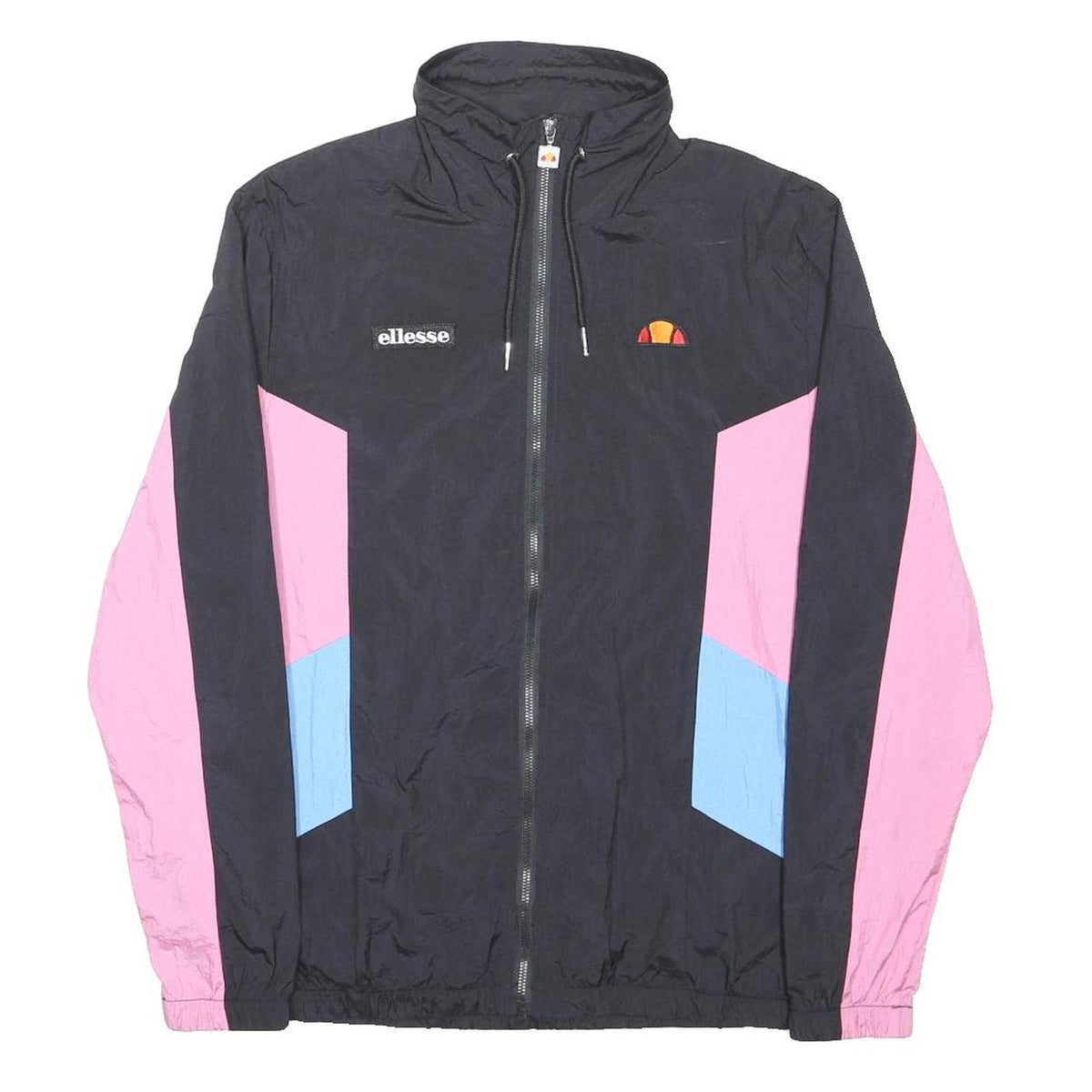 ELLESSE Womens Black & Pink Lightweight Zip Jacket S Polyamide Colourblock