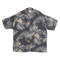 PIERRE CARDIN Mens Black & Taupe Hawaiian Shirt XL Rayon Tropical Print Casual