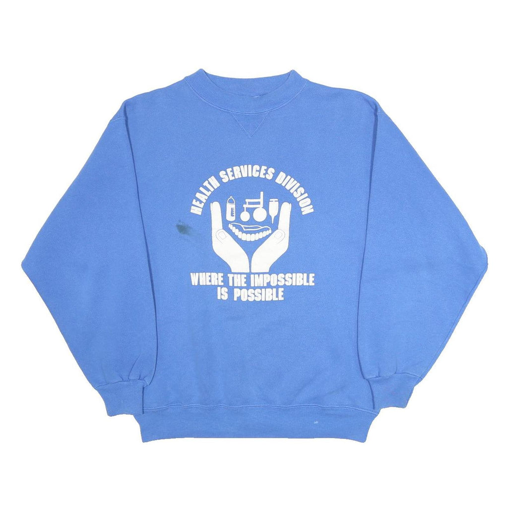 HANES Womens Blue Health Services Division Crew Neck L Sweatshirt Cotton Blend