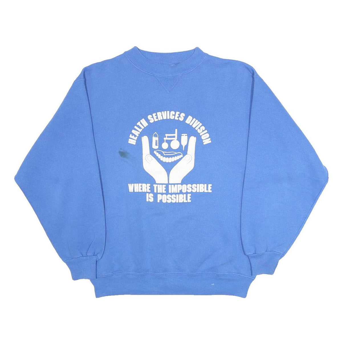 HANES Womens Blue Health Services Division Crew Neck L Sweatshirt Cotton Blend