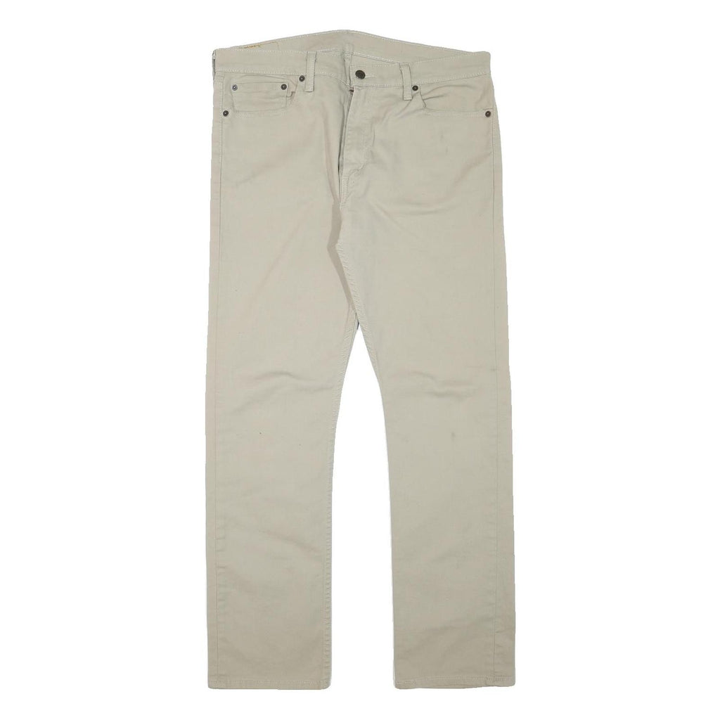 LEVI'S Mens Cotton Blend Beige Regular Straight Trousers W35 L30 Classic Zip