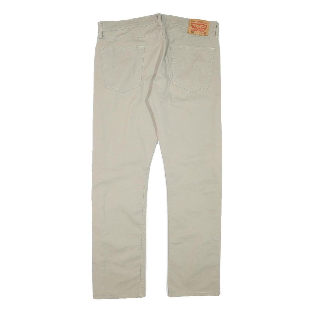 LEVI'S Mens Cotton Blend Beige Regular Straight Trousers W35 L30 Classic Zip