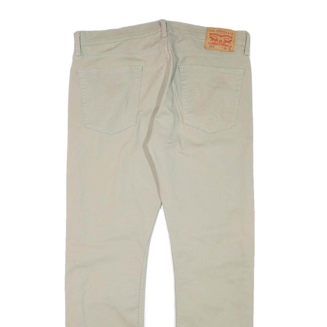 LEVI'S Mens Cotton Blend Beige Regular Straight Trousers W35 L30 Classic Zip