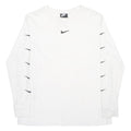 NIKE Mens White & Black Graphic Logo Long Sleeve Crew Neck T-Shirt L