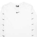 NIKE Mens White & Black Graphic Logo Long Sleeve Crew Neck T-Shirt L