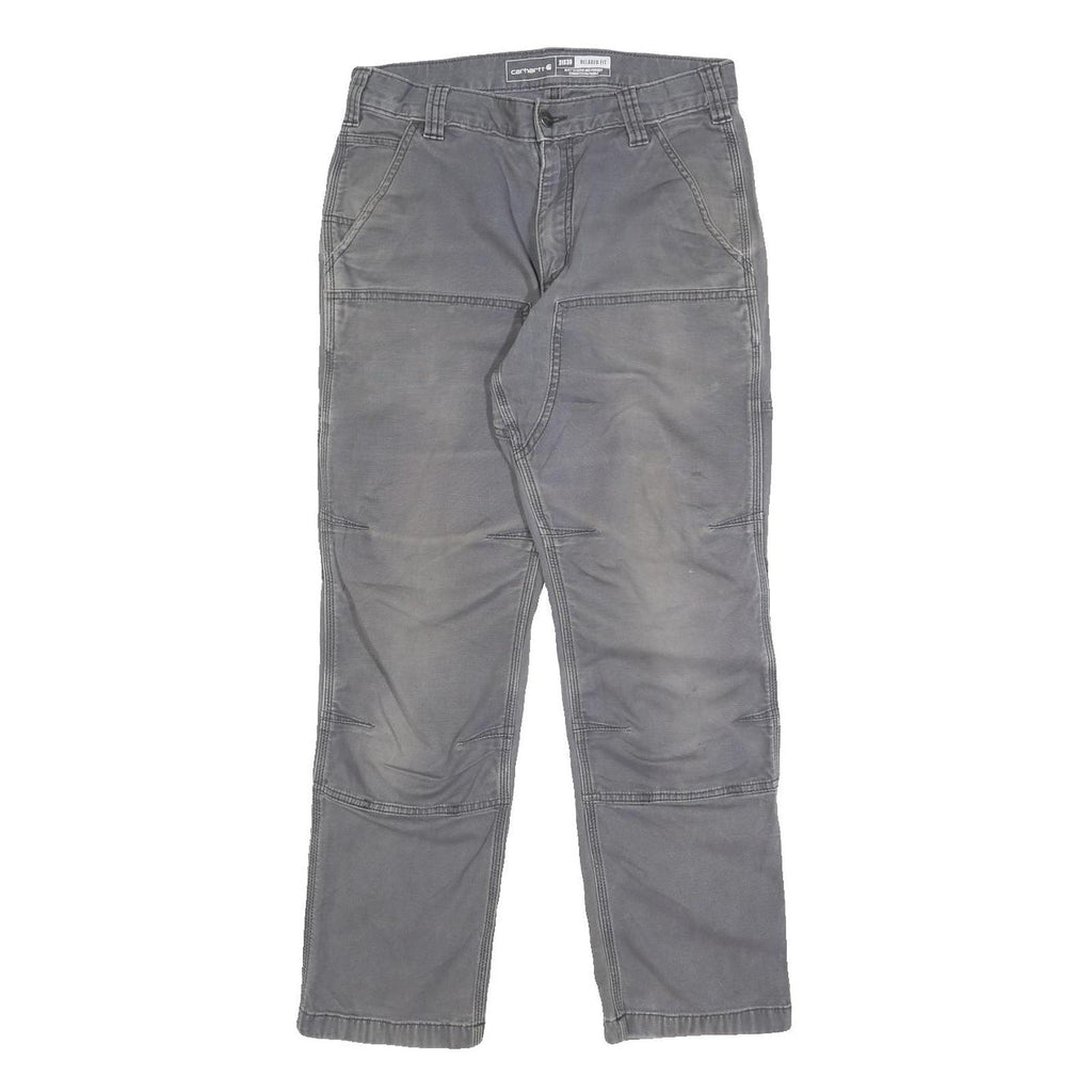 CARHARTT Mens Cotton Blend Grey Relaxed Fit Straight Leg Trousers W28 L30 Casual