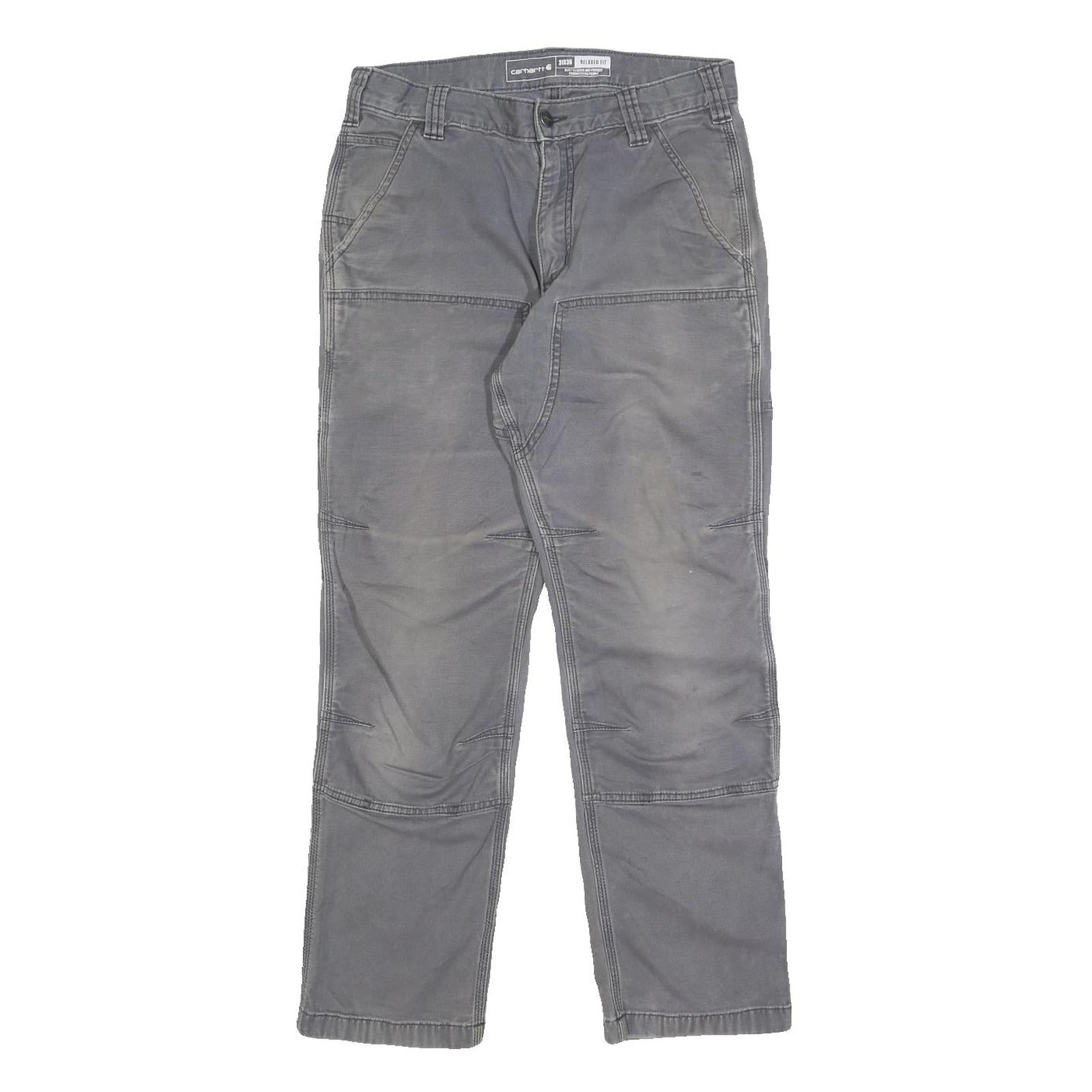 CARHARTT Mens Cotton Blend Grey Relaxed Fit Straight Leg Trousers W28 L30 Casual