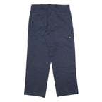 DICKIES Mens Cotton Blend Navy Loose Fit Straight Leg Trousers W36 L32 Workwear