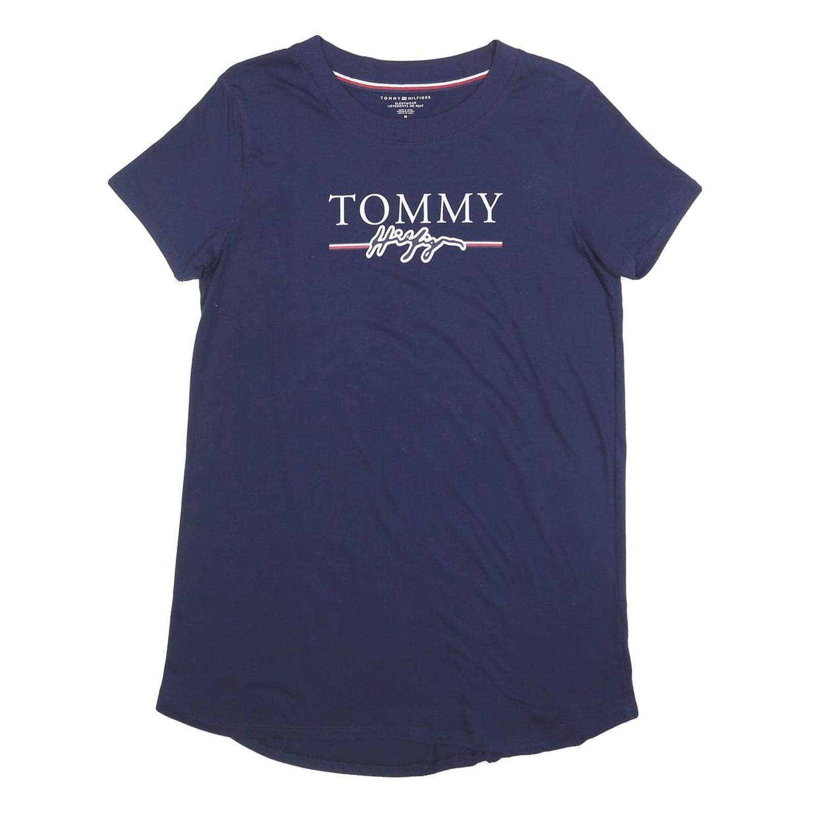 TOMMY HILFIGER Womens Navy Blue Graphic T-Shirt M Short Sleeve Crew Neck Casual