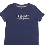 TOMMY HILFIGER Womens Navy Blue Graphic T-Shirt M Short Sleeve Crew Neck Casual