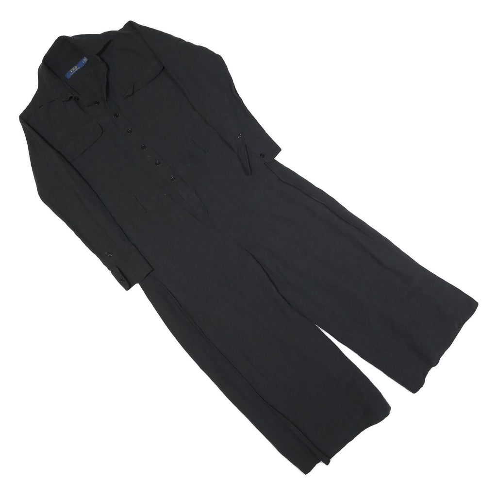 POLO RALPH LAUREN Womens Black Playsuit Cotton Blend S Button Up Casual Wear