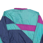 Mens Blue & Purple Colourblock Retro Zip Polyester Blend Jacket L Woven Casual