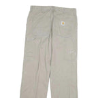 CARHARTT Mens Cotton Blend Beige Regular Fit Straight Trousers W34 L32 Workwear