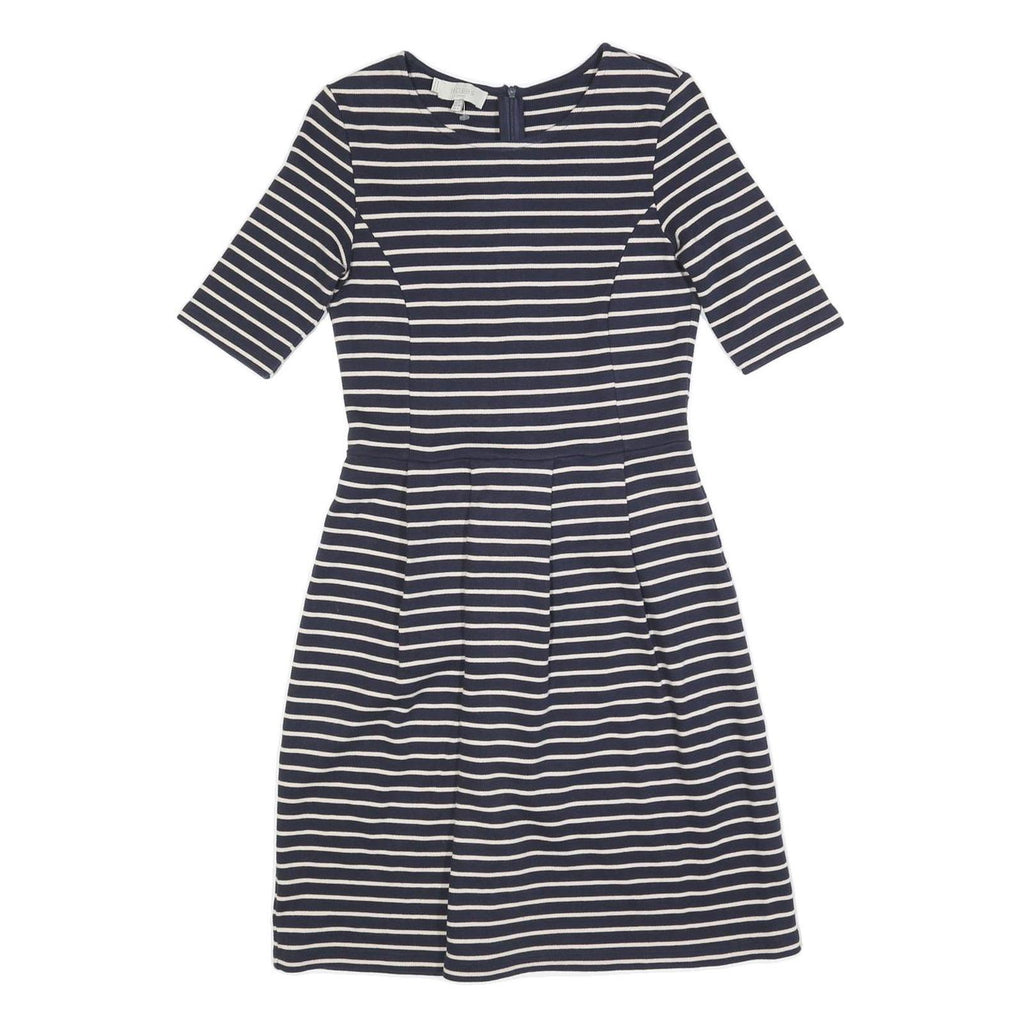 HOBBS LONDON Womens Navy & White Striped Day Jersey Dress Short Sleeve UK 8