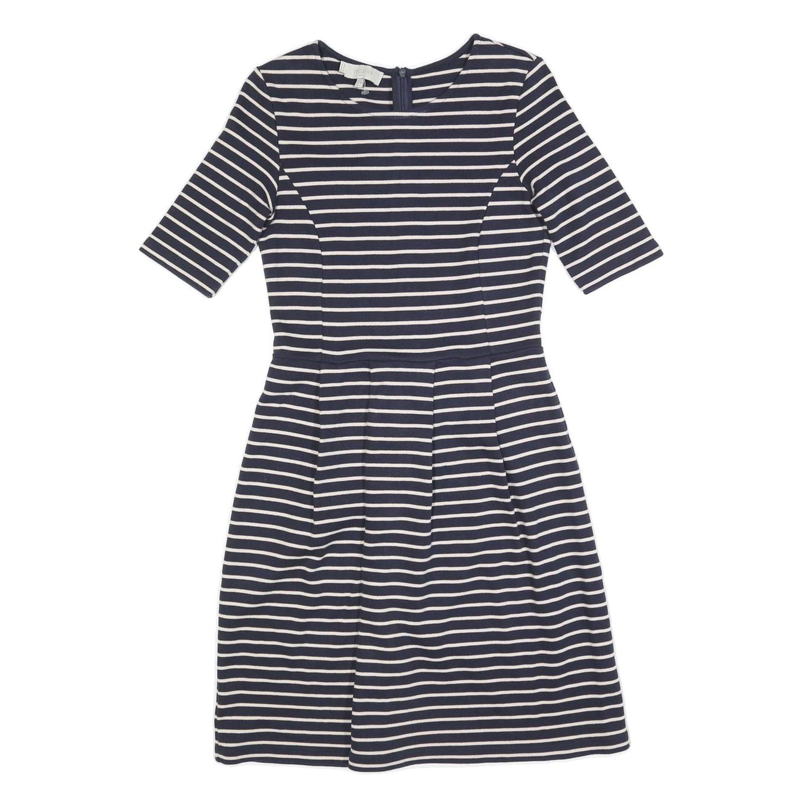 HOBBS LONDON Womens Navy & White Striped Day Jersey Dress Short Sleeve UK 8