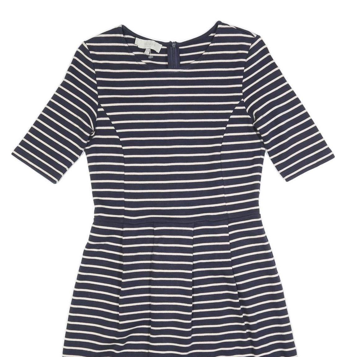 HOBBS LONDON Womens Navy & White Striped Day Jersey Dress Short Sleeve UK 8