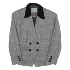 PIRETTA Womens Black & White Check Wool Classic Jacket S Button Closure Tailored