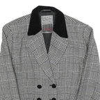 PIRETTA Womens Black & White Check Wool Classic Jacket S Button Closure Tailored