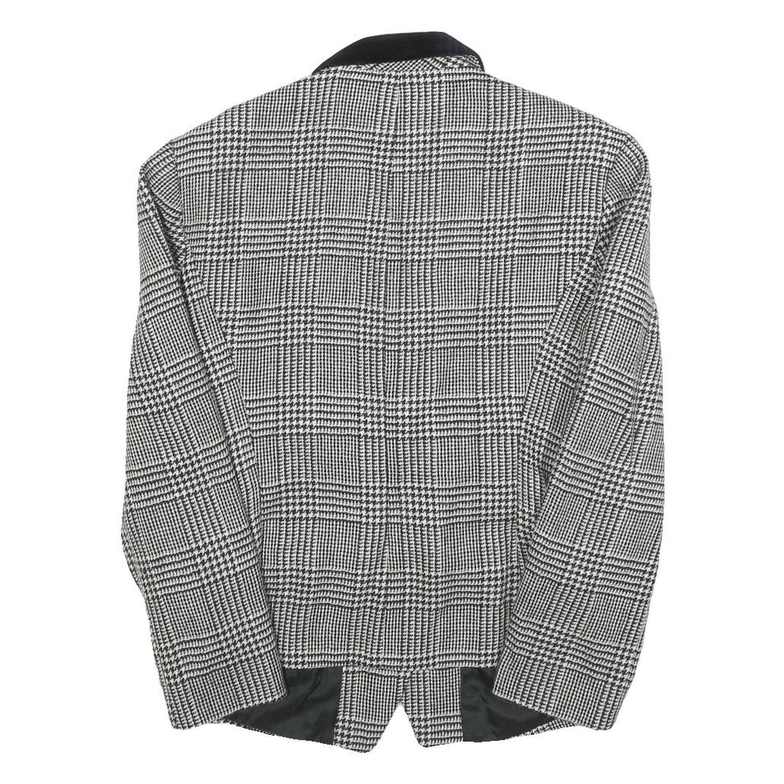 PIRETTA Womens Black & White Check Wool Classic Jacket S Button Closure Tailored